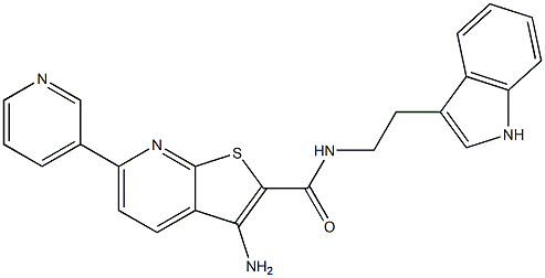 3-amino-N-[2-(1H-indol-3-yl)ethyl]-6-(3-pyridinyl)thieno[2,3-b]pyridine-2-carboxamide Struktur