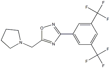 3-[3,5-di(trifluoromethyl)phenyl]-5-(tetrahydro-1H-pyrrol-1-ylmethyl)-1,2,4 -oxadiazole Struktur