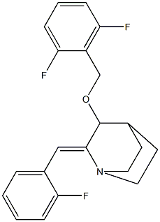 2,6-difluorobenzyl 2-[(Z)-(2-fluorophenyl)methylidene]-1-azabicyclo[2.2.2]oct-3-yl ether Struktur