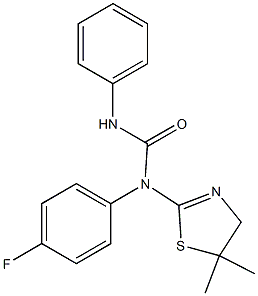 N-(5,5-dimethyl-4,5-dihydro-1,3-thiazol-2-yl)-N-(4-fluorophenyl)-N'-phenylurea Struktur