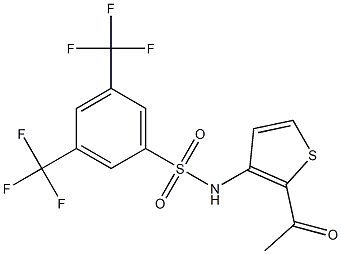 N1-(2-acetyl-3-thienyl)-3,5-di(trifluoromethyl)benzene-1-sulfonamide Struktur