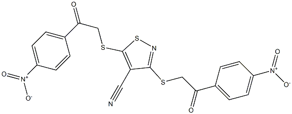 3,5-di{[2-(4-nitrophenyl)-2-oxoethyl]thio}isothiazole-4-carbonitrile Struktur