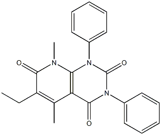 6-ethyl-5,8-dimethyl-1,3-diphenyl-1,2,3,4,7,8-hexahydropyrido[2,3-d]pyrimidine-2,4,7-trione Struktur