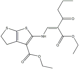 ethyl 2-{[2-(ethoxycarbonyl)-3-oxohex-1-enyl]amino}-4,5-dihydrothieno[2,3-b ]thiophene-3-carboxylate Struktur