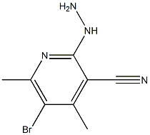 5-bromo-2-hydrazinyl-4,6-dimethylpyridine-3-carbonitrile Struktur