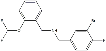 [(3-bromo-4-fluorophenyl)methyl]({[2-(difluoromethoxy)phenyl]methyl})amine Struktur