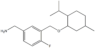 [4-fluoro-3-({[5-methyl-2-(propan-2-yl)cyclohexyl]oxy}methyl)phenyl]methanamine Struktur