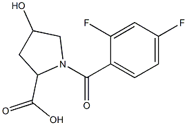 1-(2,4-difluorobenzoyl)-4-hydroxypyrrolidine-2-carboxylic acid Struktur