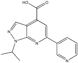 1-(propan-2-yl)-6-(pyridin-3-yl)-1H-pyrazolo[3,4-b]pyridine-4-carboxylic acid Struktur