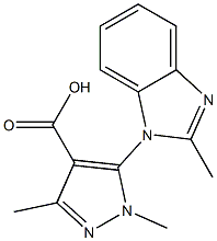 1,3-dimethyl-5-(2-methyl-1H-1,3-benzodiazol-1-yl)-1H-pyrazole-4-carboxylic acid Struktur