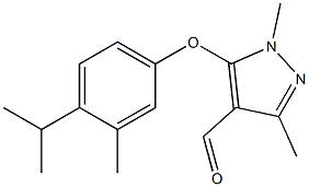 1,3-dimethyl-5-[3-methyl-4-(propan-2-yl)phenoxy]-1H-pyrazole-4-carbaldehyde Struktur