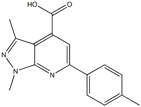 1,3-dimethyl-6-(4-methylphenyl)-1H-pyrazolo[3,4-b]pyridine-4-carboxylic acid Struktur