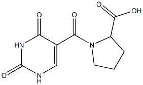 1-[(2,4-dioxo-1,2,3,4-tetrahydropyrimidin-5-yl)carbonyl]pyrrolidine-2-carboxylic acid Struktur