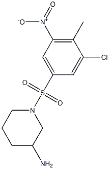 1-[(3-chloro-4-methyl-5-nitrobenzene)sulfonyl]piperidin-3-amine Struktur