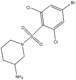 1-[(4-bromo-2,6-dichlorobenzene)sulfonyl]piperidin-3-amine Struktur