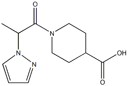 1-[2-(1H-pyrazol-1-yl)propanoyl]piperidine-4-carboxylic acid Struktur