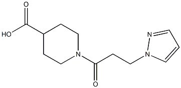 1-[3-(1H-pyrazol-1-yl)propanoyl]piperidine-4-carboxylic acid Struktur