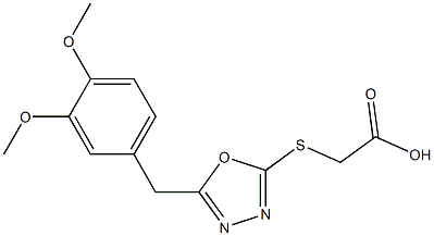 2-({5-[(3,4-dimethoxyphenyl)methyl]-1,3,4-oxadiazol-2-yl}sulfanyl)acetic acid Struktur