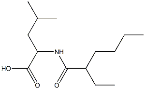 2-(2-ethylhexanamido)-4-methylpentanoic acid Struktur