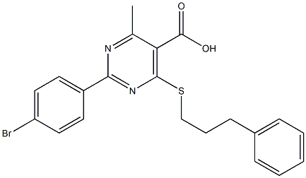 2-(4-bromophenyl)-4-methyl-6-[(3-phenylpropyl)thio]pyrimidine-5-carboxylic acid Struktur