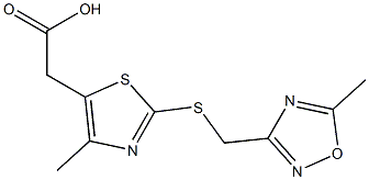 2-(4-methyl-2-{[(5-methyl-1,2,4-oxadiazol-3-yl)methyl]sulfanyl}-1,3-thiazol-5-yl)acetic acid Struktur