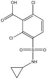 2,6-dichloro-3-(cyclopropylsulfamoyl)benzoic acid Struktur