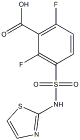 2,6-difluoro-3-(1,3-thiazol-2-ylsulfamoyl)benzoic acid Struktur