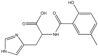 2-[(2-hydroxy-5-methylphenyl)formamido]-3-(1H-imidazol-4-yl)propanoic acid Struktur