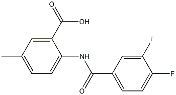 2-[(3,4-difluorobenzene)amido]-5-methylbenzoic acid Struktur