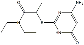 2-[(4-amino-6-oxo-1,6-dihydropyrimidin-2-yl)sulfanyl]-N,N-diethylpropanamide Struktur