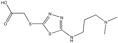 2-[(5-{[3-(dimethylamino)propyl]amino}-1,3,4-thiadiazol-2-yl)sulfanyl]acetic acid Struktur