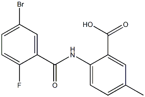 2-[(5-bromo-2-fluorobenzene)amido]-5-methylbenzoic acid Struktur