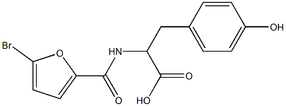 2-[(5-bromofuran-2-yl)formamido]-3-(4-hydroxyphenyl)propanoic acid Struktur