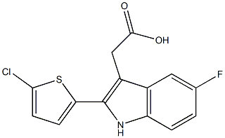 2-[2-(5-chlorothiophen-2-yl)-5-fluoro-1H-indol-3-yl]acetic acid Struktur