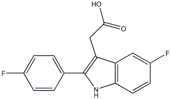 2-[5-fluoro-2-(4-fluorophenyl)-1H-indol-3-yl]acetic acid Struktur