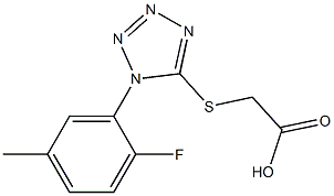 2-{[1-(2-fluoro-5-methylphenyl)-1H-1,2,3,4-tetrazol-5-yl]sulfanyl}acetic acid Struktur