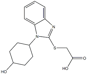 2-{[1-(4-hydroxycyclohexyl)-1H-1,3-benzodiazol-2-yl]sulfanyl}acetic acid Struktur