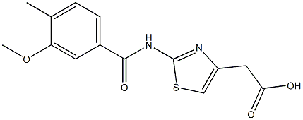 2-{2-[(3-methoxy-4-methylbenzene)amido]-1,3-thiazol-4-yl}acetic acid Struktur