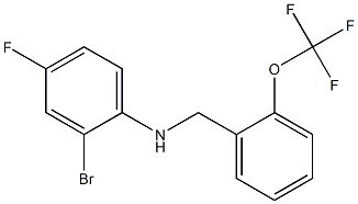 2-bromo-4-fluoro-N-{[2-(trifluoromethoxy)phenyl]methyl}aniline Struktur