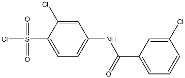 2-chloro-4-[(3-chlorobenzene)amido]benzene-1-sulfonyl chloride Struktur