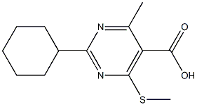 2-cyclohexyl-4-methyl-6-(methylthio)pyrimidine-5-carboxylic acid Struktur