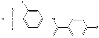 2-fluoro-4-[(4-fluorobenzene)amido]benzene-1-sulfonyl chloride Struktur