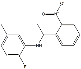 2-fluoro-5-methyl-N-[1-(2-nitrophenyl)ethyl]aniline Struktur