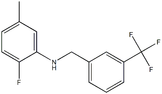 2-fluoro-5-methyl-N-{[3-(trifluoromethyl)phenyl]methyl}aniline Struktur