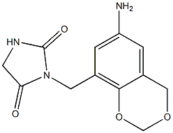 3-[(6-amino-2,4-dihydro-1,3-benzodioxin-8-yl)methyl]imidazolidine-2,4-dione Struktur