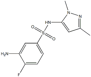 3-amino-N-(1,3-dimethyl-1H-pyrazol-5-yl)-4-fluorobenzene-1-sulfonamide Struktur