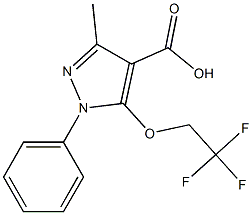 3-methyl-1-phenyl-5-(2,2,2-trifluoroethoxy)-1H-pyrazole-4-carboxylic acid Struktur