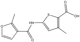 3-methyl-5-[(2-methyl-3-furoyl)amino]thiophene-2-carboxylic acid Struktur