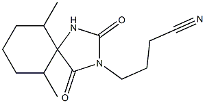 4-(6,10-dimethyl-2,4-dioxo-1,3-diazaspiro[4.5]dec-3-yl)butanenitrile Struktur