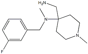 4-(aminomethyl)-N-[(3-fluorophenyl)methyl]-N,1-dimethylpiperidin-4-amine Struktur